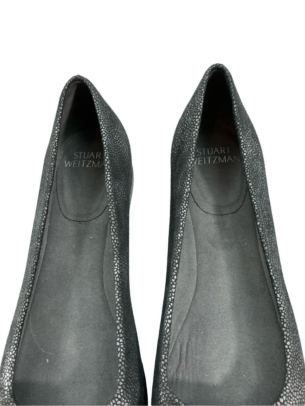 Stuart Weitzman Black Textured Buckle Flats Narrow Size 8N - Picture 3 of 8
